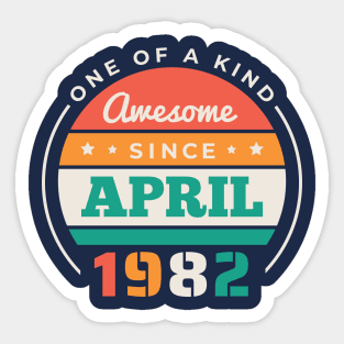 Retro Awesome Since April 1982 Birthday Vintage Bday 1982 Sticker